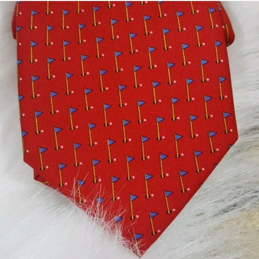Alynn‎ Neckwear 100% silk handmade golf flag & ball print men's tie